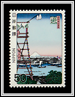 Ekō-in Temple Drum Tower, Utagawa Hiroshige