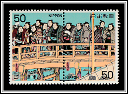 Wrestlers on Ryōgoku Bridge, Utagawa Kunisada I