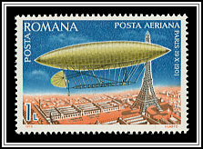 Santos Dumont's Dirigible over Paris, 1901