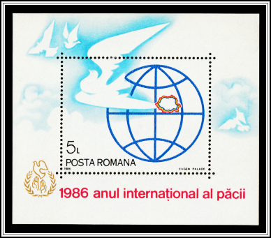 Peace Dove, Globe with Romania Outlined