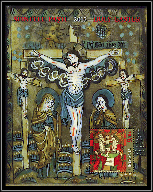 Crucixion (sheet) and Resurrection (stamp)