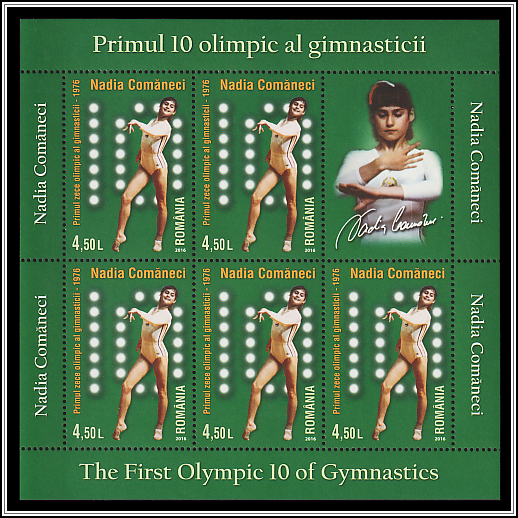 Nadia Comăneci (Miniature Sheet Type II)