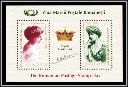 Queen Marie Souvenir Sheet - Gold Ink Autograph