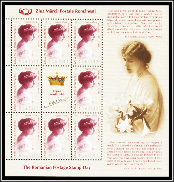 Queen Marie Mini Sheet - Gold Ink Autograph