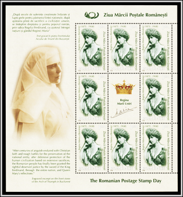 Queen Marie Mini Sheet - Gold Ink Autograph