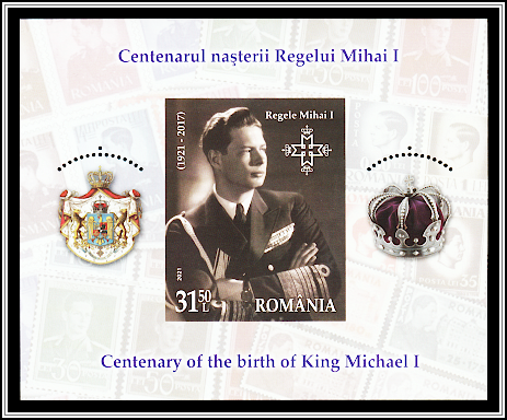 Michael in 1940, Crown, Coat of Arms, and Stamps Showing Michael