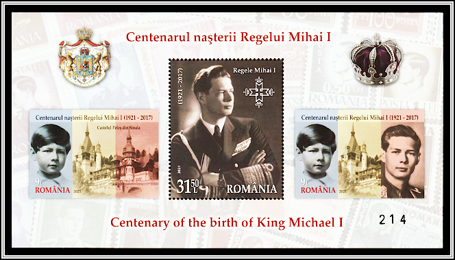 Michael in 1927 and 1940, Crown, Coat of Arms, and Stamps Showing Michael