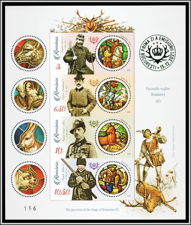 The Kings of Romania and Hunting Scene Stained Glass Windows