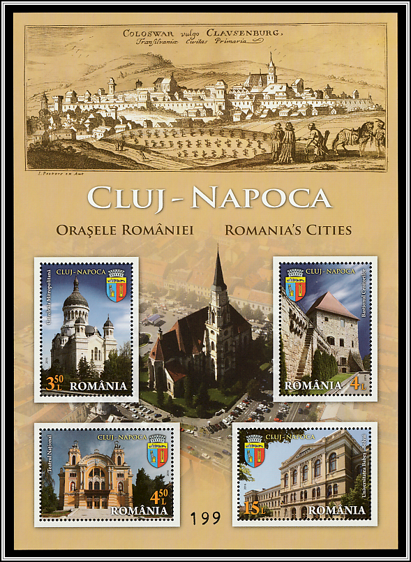 Background: Rendering of Ancient Cluj-Napoca, St. Michael's Church