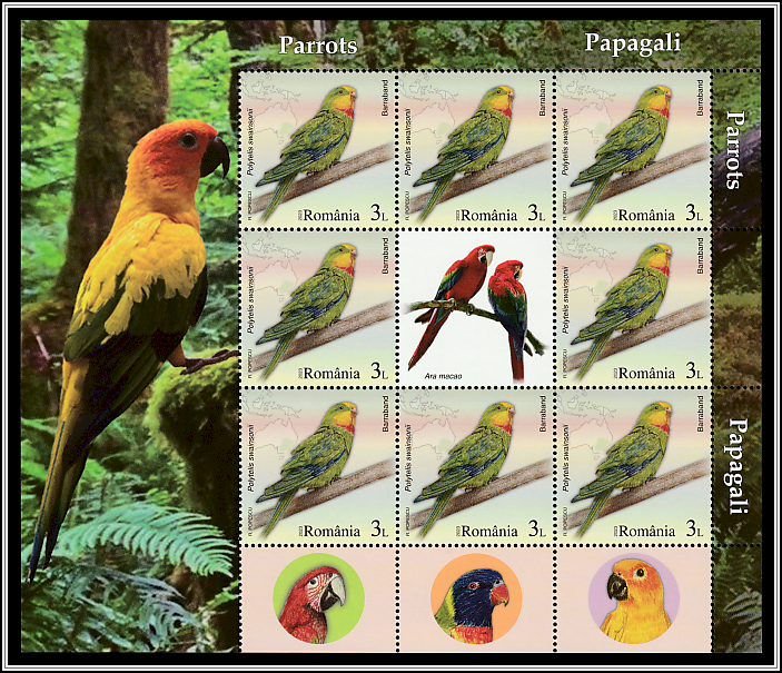 Superb Parrot (Polytelis swainsonii) - Mini-sheet Type I