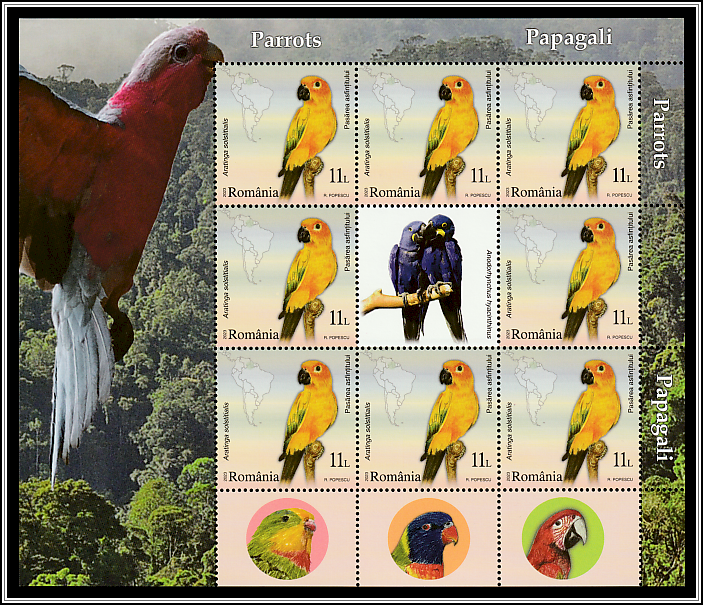 Sunset Bird (Aratinga solstitialis) - Mini-sheet Type I
