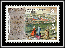 Roman Altar Stone Inscribed Napoca and City View from 1667