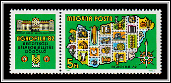 Map of Hungary with Agricultural Products, Compass Rose, Hungarian University of Agriculture