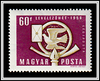 Post Horn, Carrier Pigeon with Letter, Quill Pen
