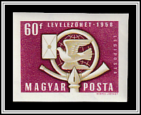 Post Horn, Carrier Pigeon with Letter, Quill Pen