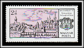 Historical Copperplate Engraving Buda Around 1600, City Coat of Arms