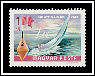 Buoy and Sailboats in Front of Balatonalmádi
