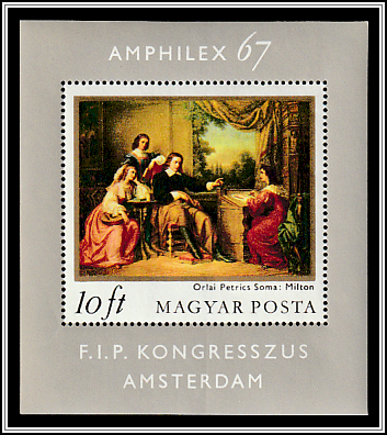 Milton Dictates <i>Paradise Lost</i> to His Daughters; Painting by Soma Orlai Petrics
